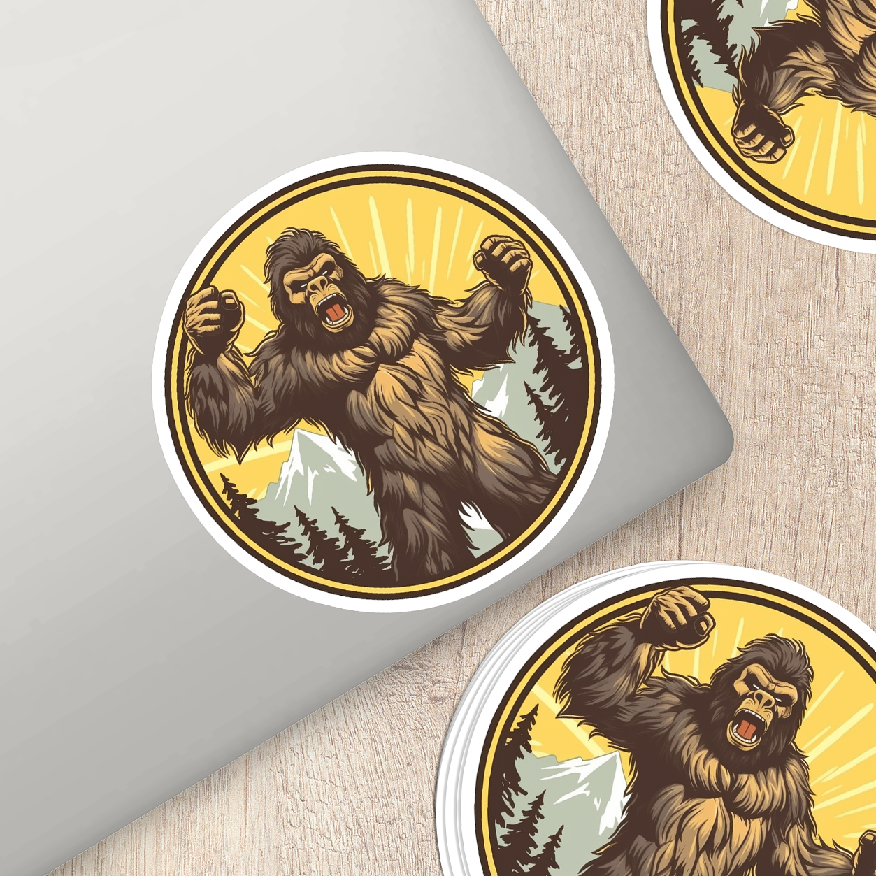 Introducing the Angry Bigfoot Vinyl Sticker - Unleash the Wild Fury!