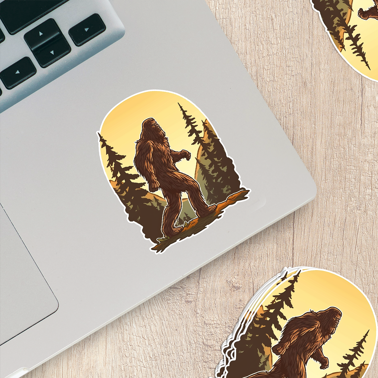 Bigfoot Walking Through the Mountains Sticker