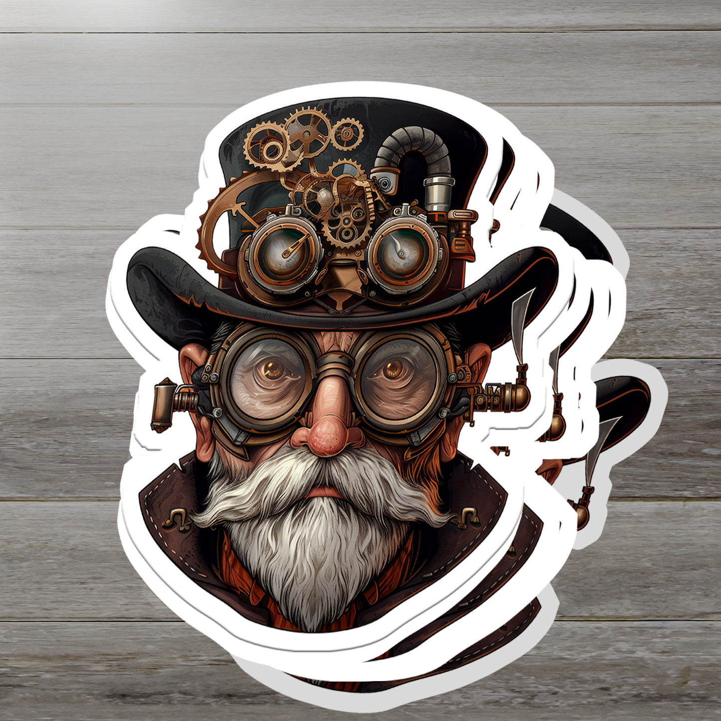 Victorian Steampunk Gentleman Vinyl Sticker - Retro Chic for Your Gear