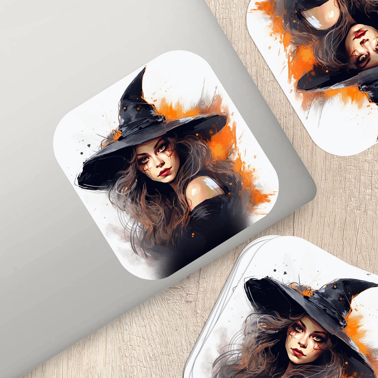 Artistic Witch Vinyl Sticker - A Brushstroke of Enchantment