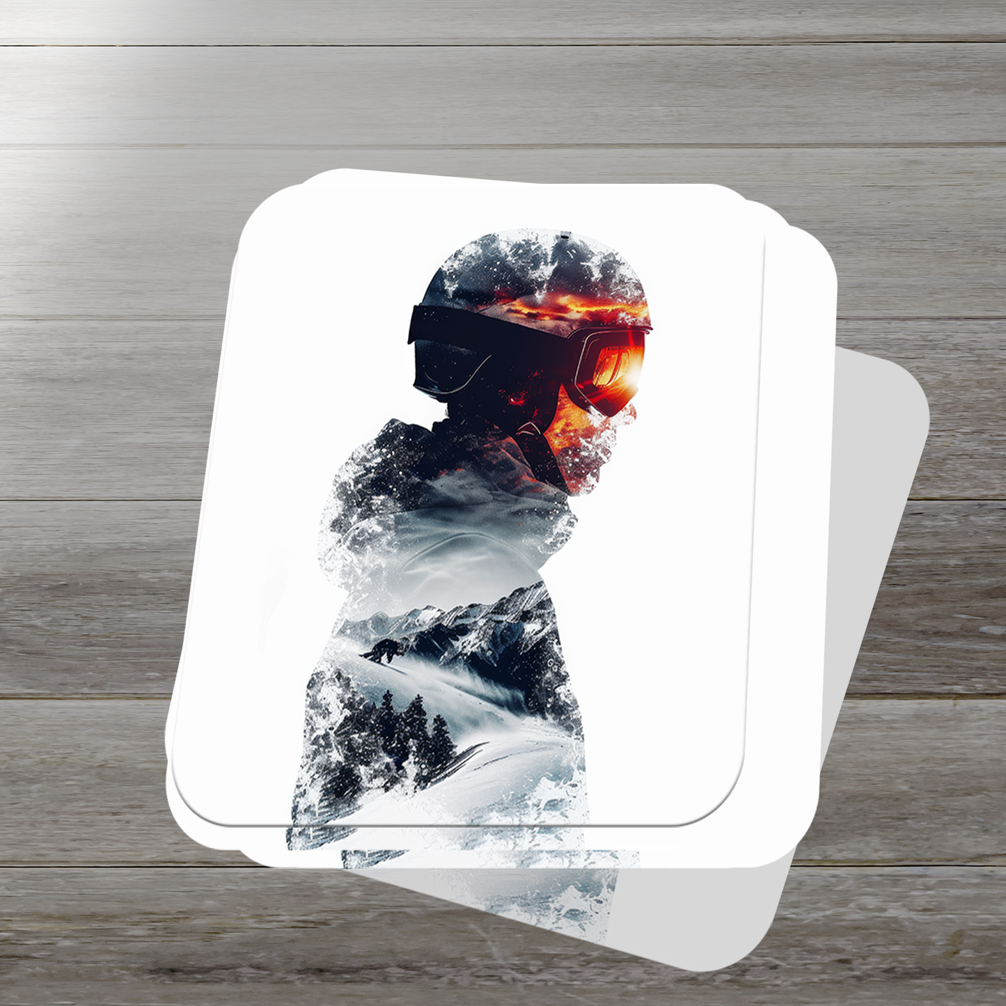 Double Exposure Snowboarder Vinyl Sticker - Ride the Mountains, Capture the Spirit