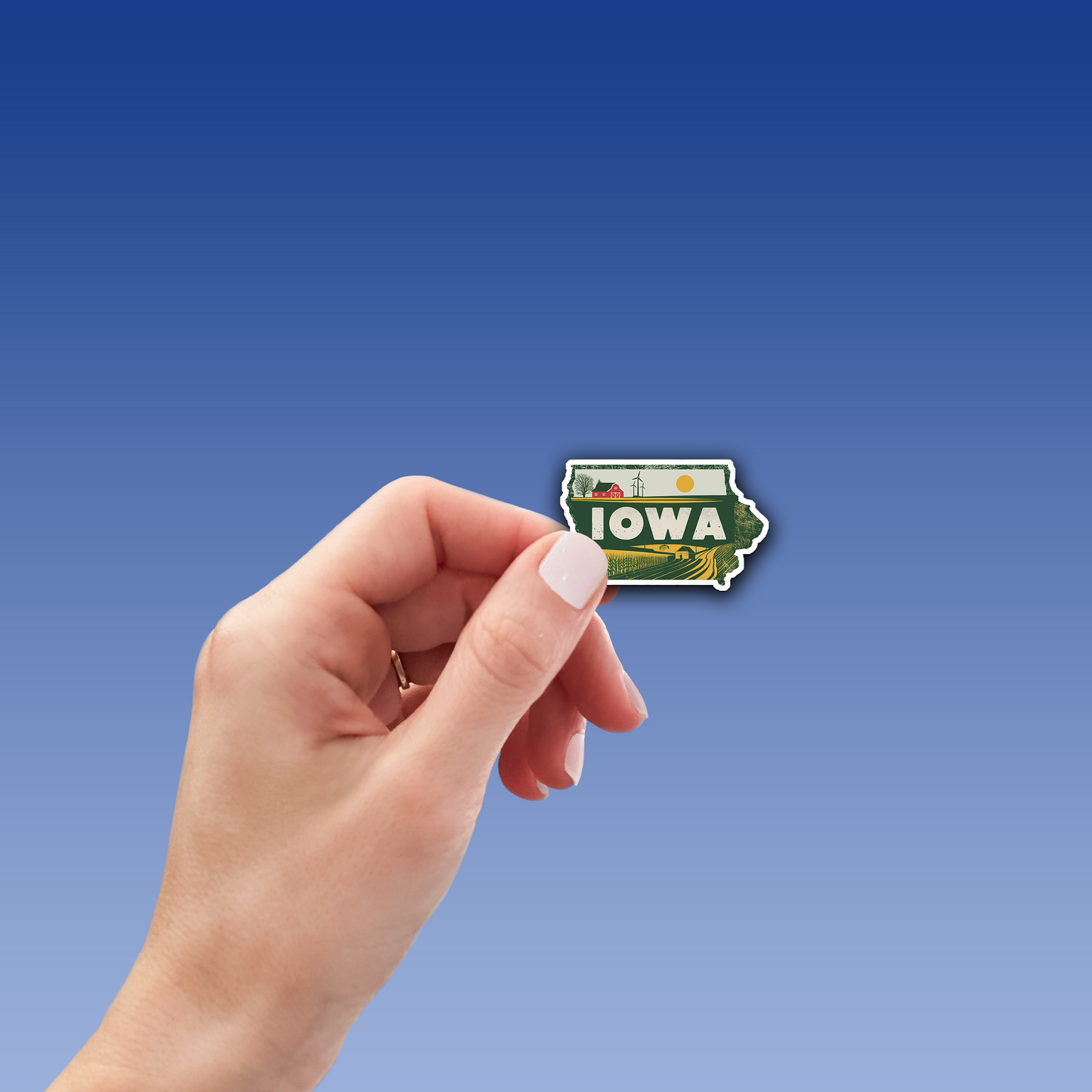 Retro Vinyl State Sticker - Iowa