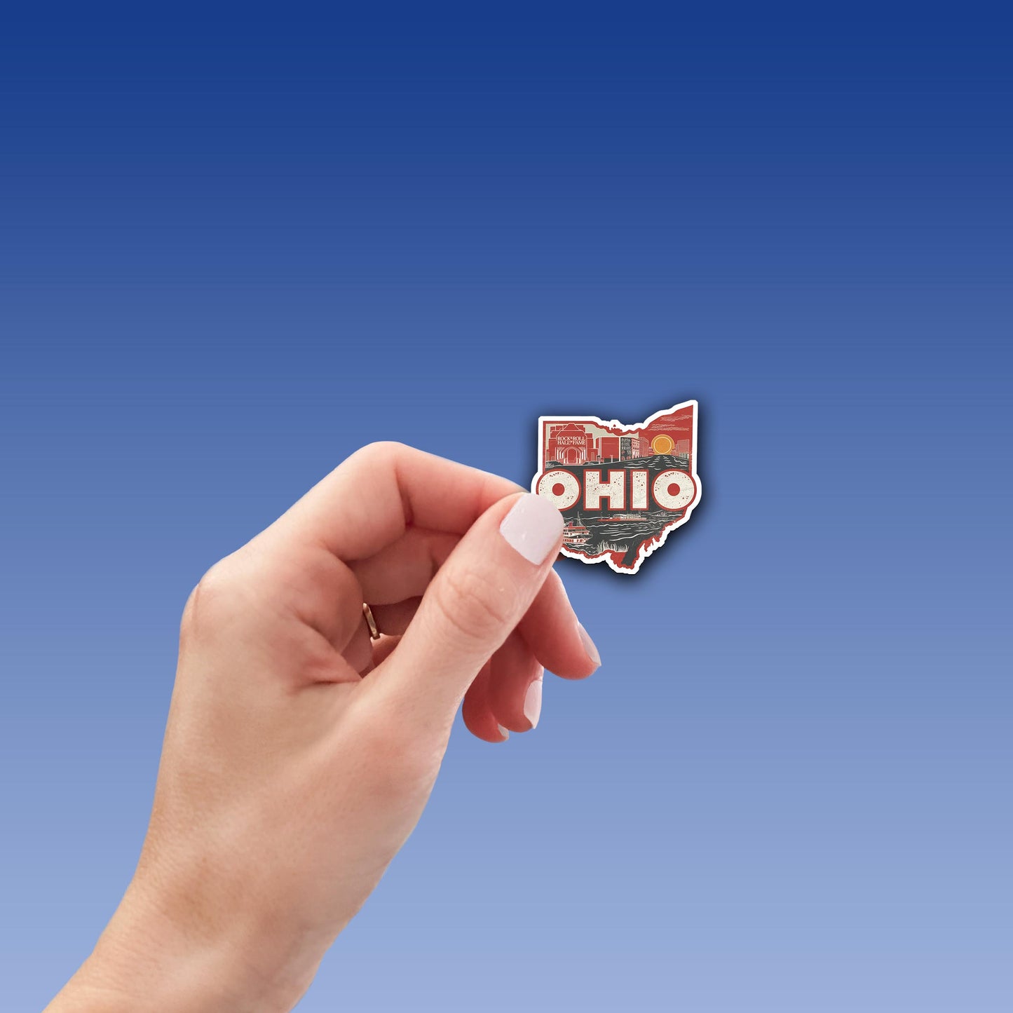 Retro Vinyl State Sticker - Ohio