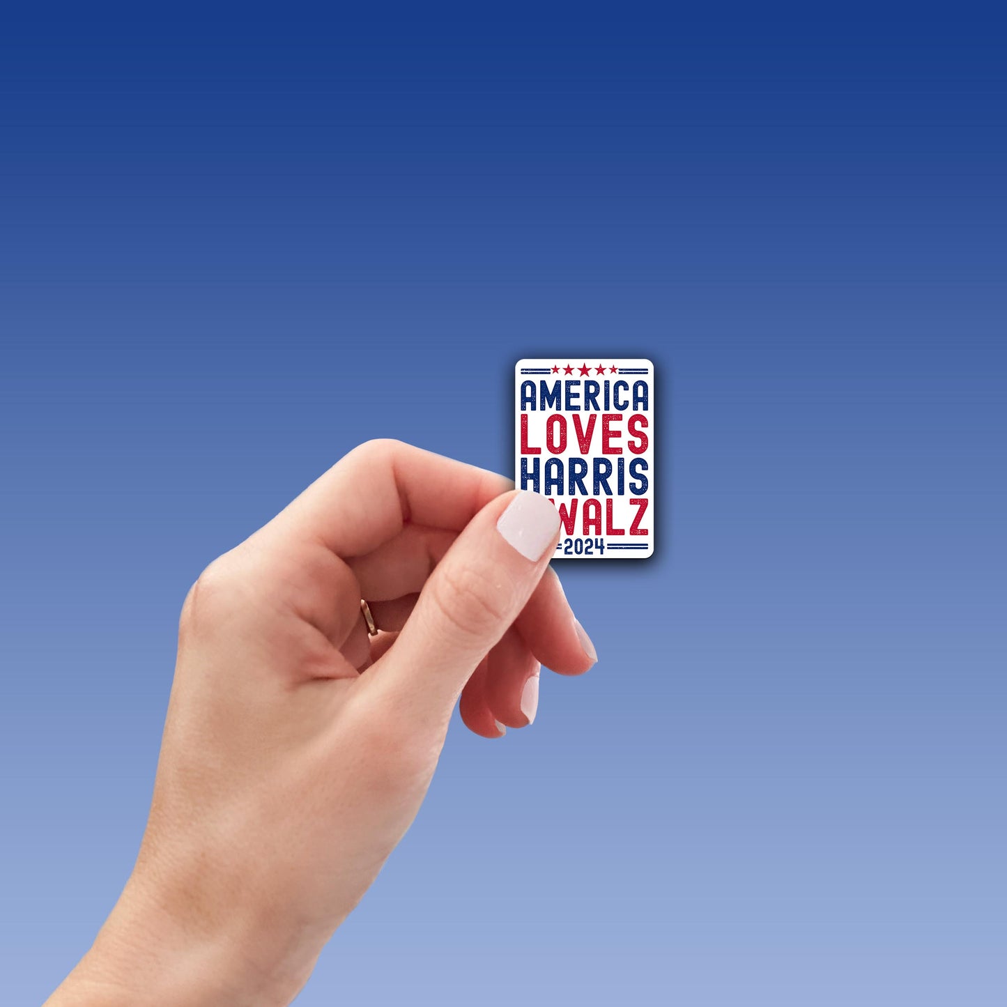 Harris Walz 2024 Vinyl Sticker - America Loves Harris & Walz