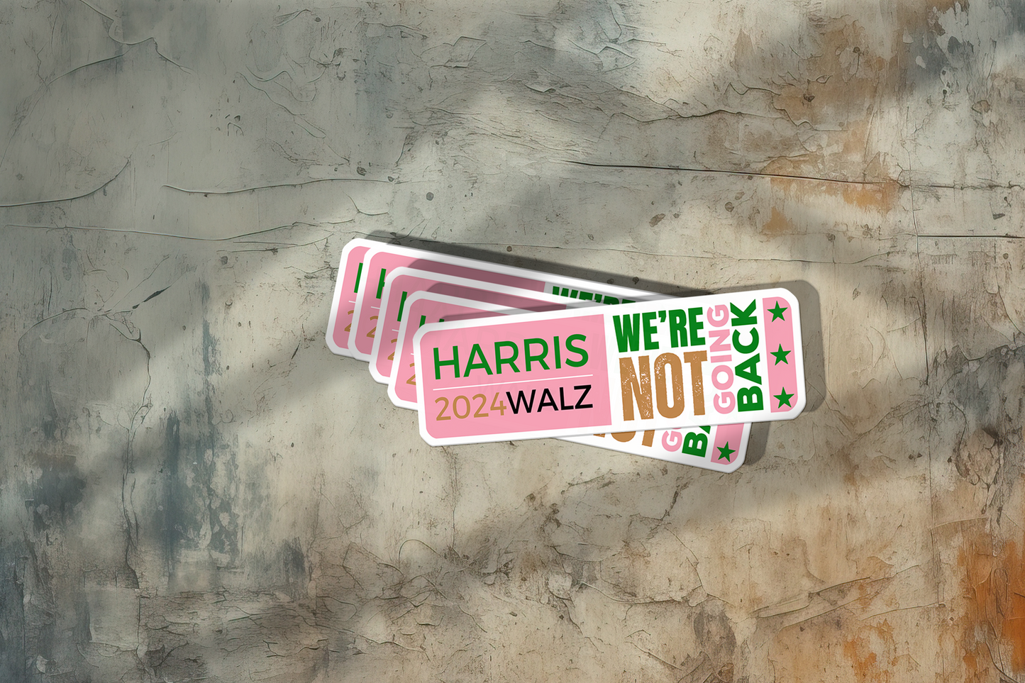 Harris Walz 2024 Vinyl Bumper Sticker AKA Colors - We're Not Going Back