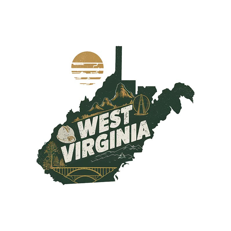 Retro Vinyl State Sticker - West Virginia