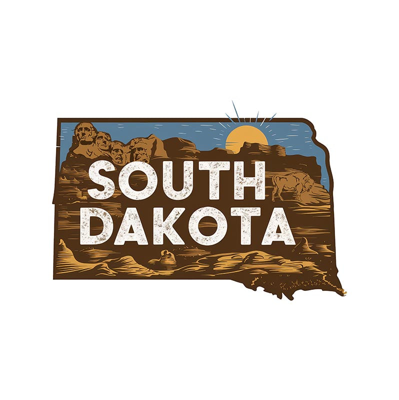 Retro Vinyl State Sticker - South Dakota