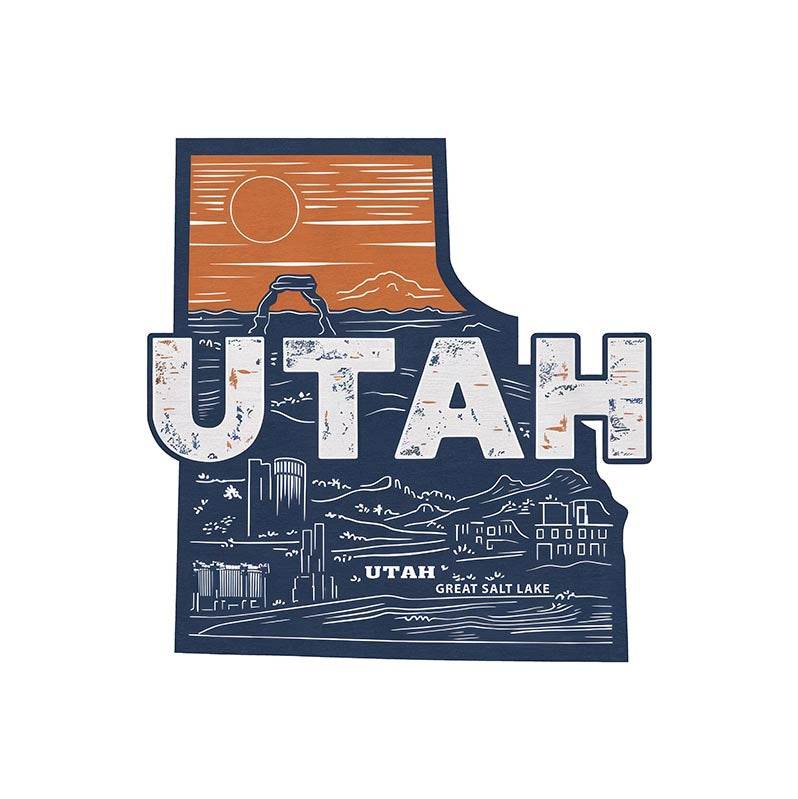 Retro Vinyl State Sticker - Utah