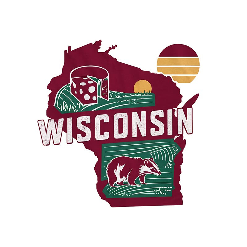 Retro Vinyl State Sticker - Wisconsin