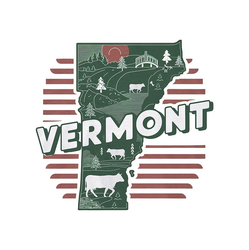 Retro Vinyl State Sticker - Vermont