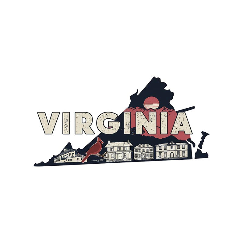 Retro Vinyl State Sticker - Virginia