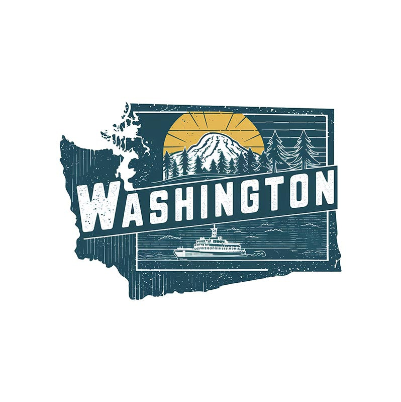 Retro Vinyl State Sticker - Washington