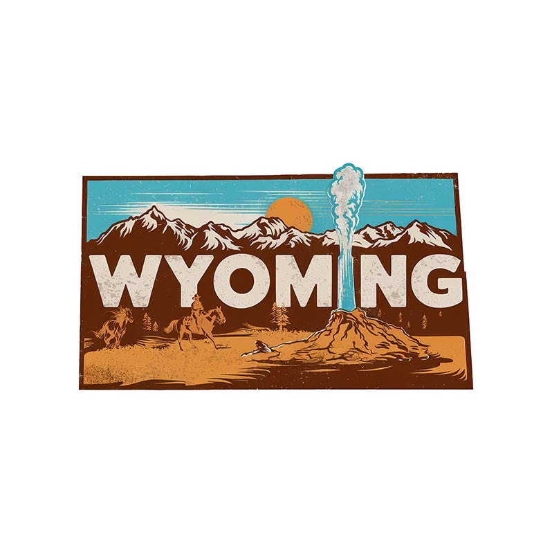 Retro Vinyl State Sticker - Wyoming