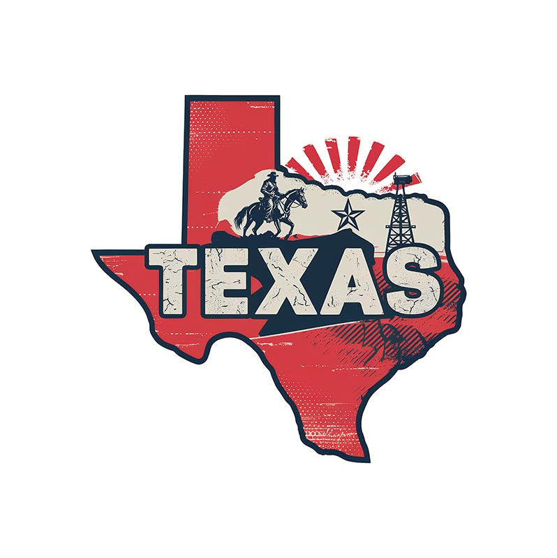 Retro Vinyl State Sticker - Texas