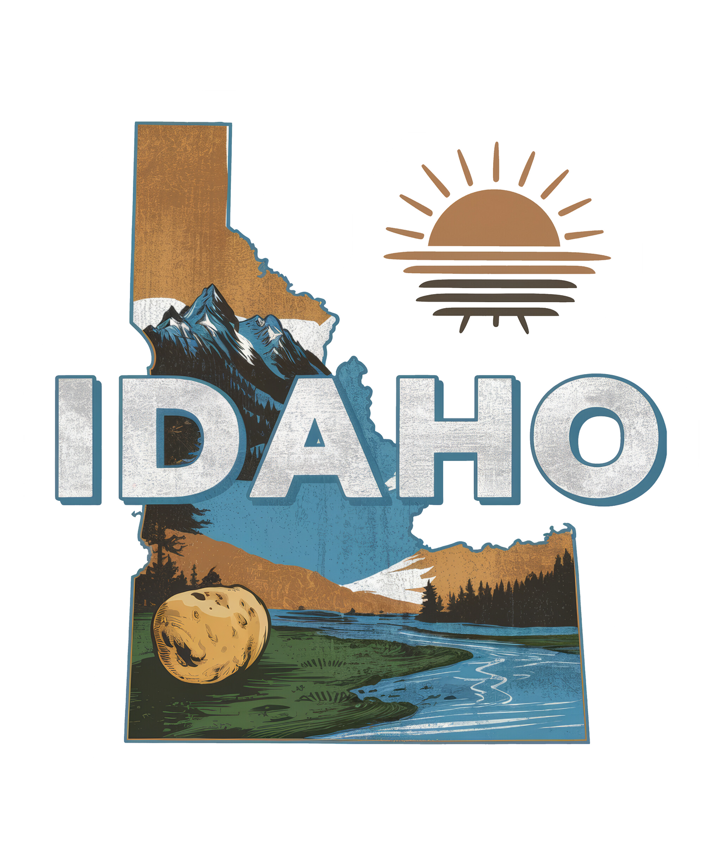 Retro Vinyl State Sticker - Idaho