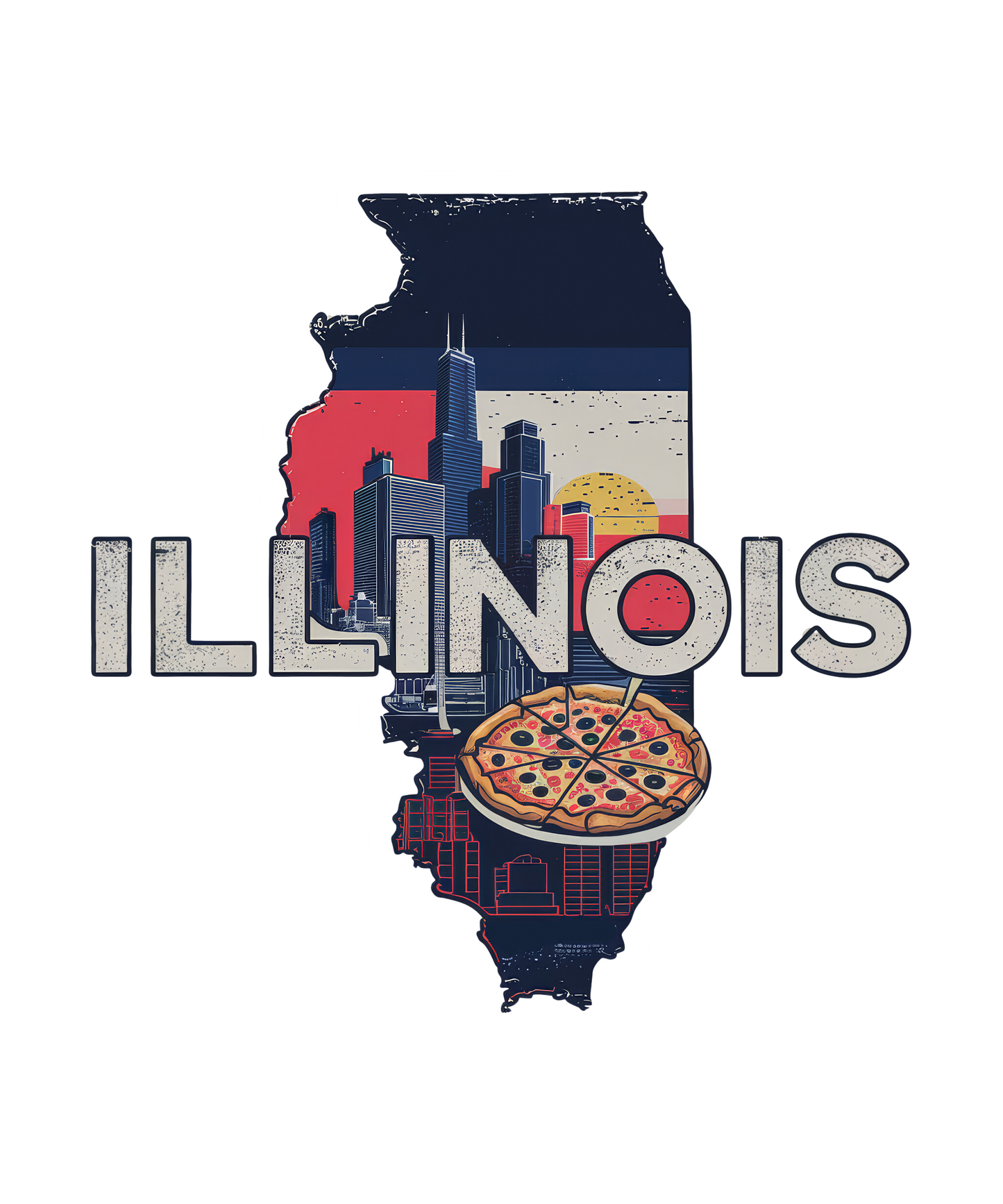 Retro Vinyl State Sticker - Illinois