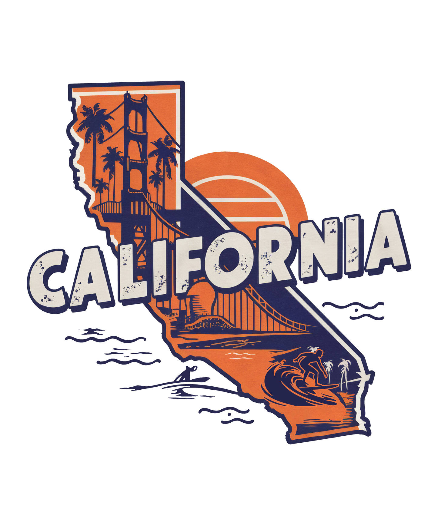 Retro Vinyl State Sticker - California