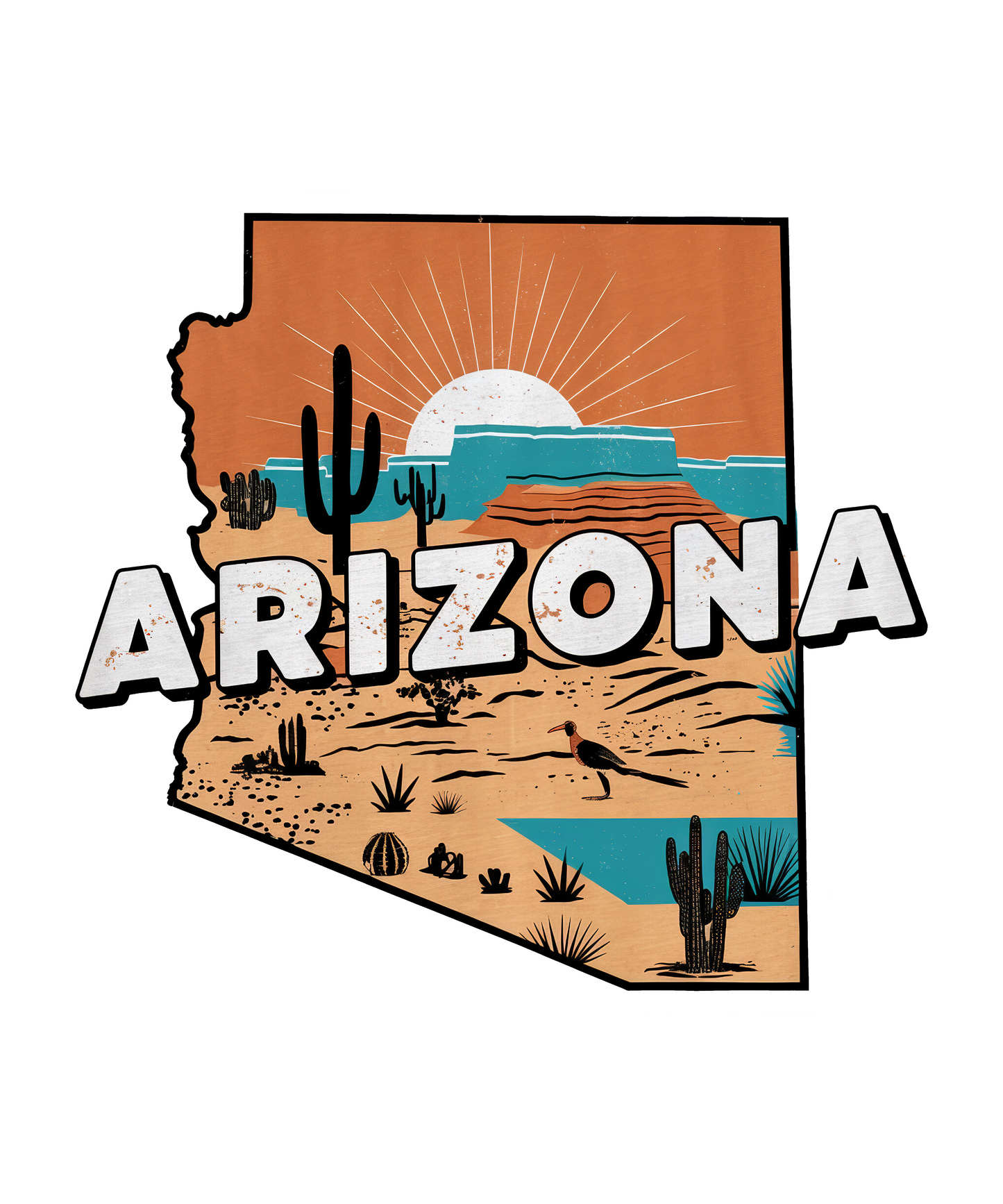 Retro Vinyl State Sticker - Arizona