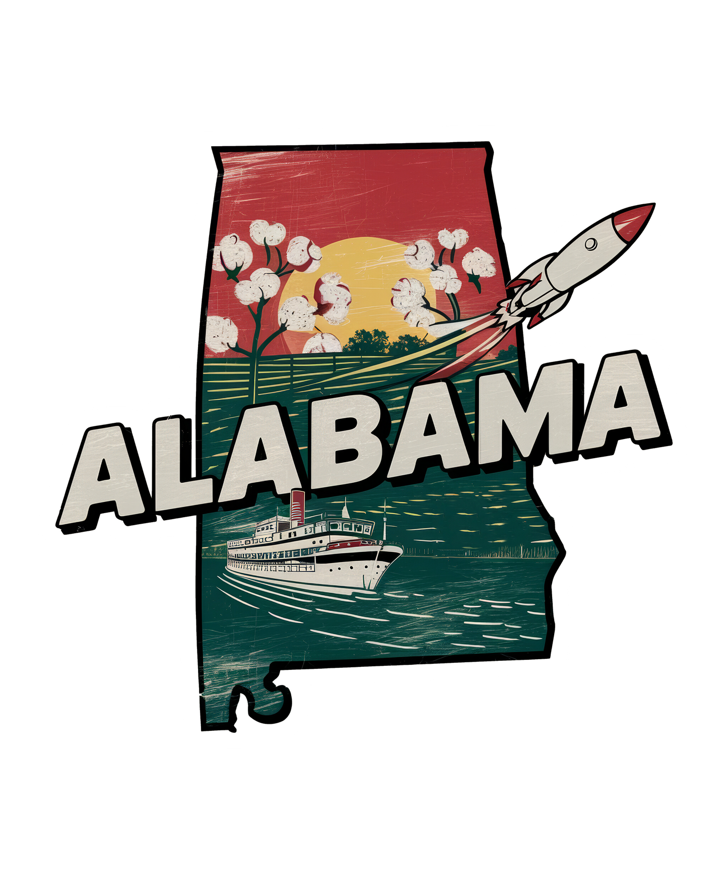 Retro Vinyl State Sticker - Alabama