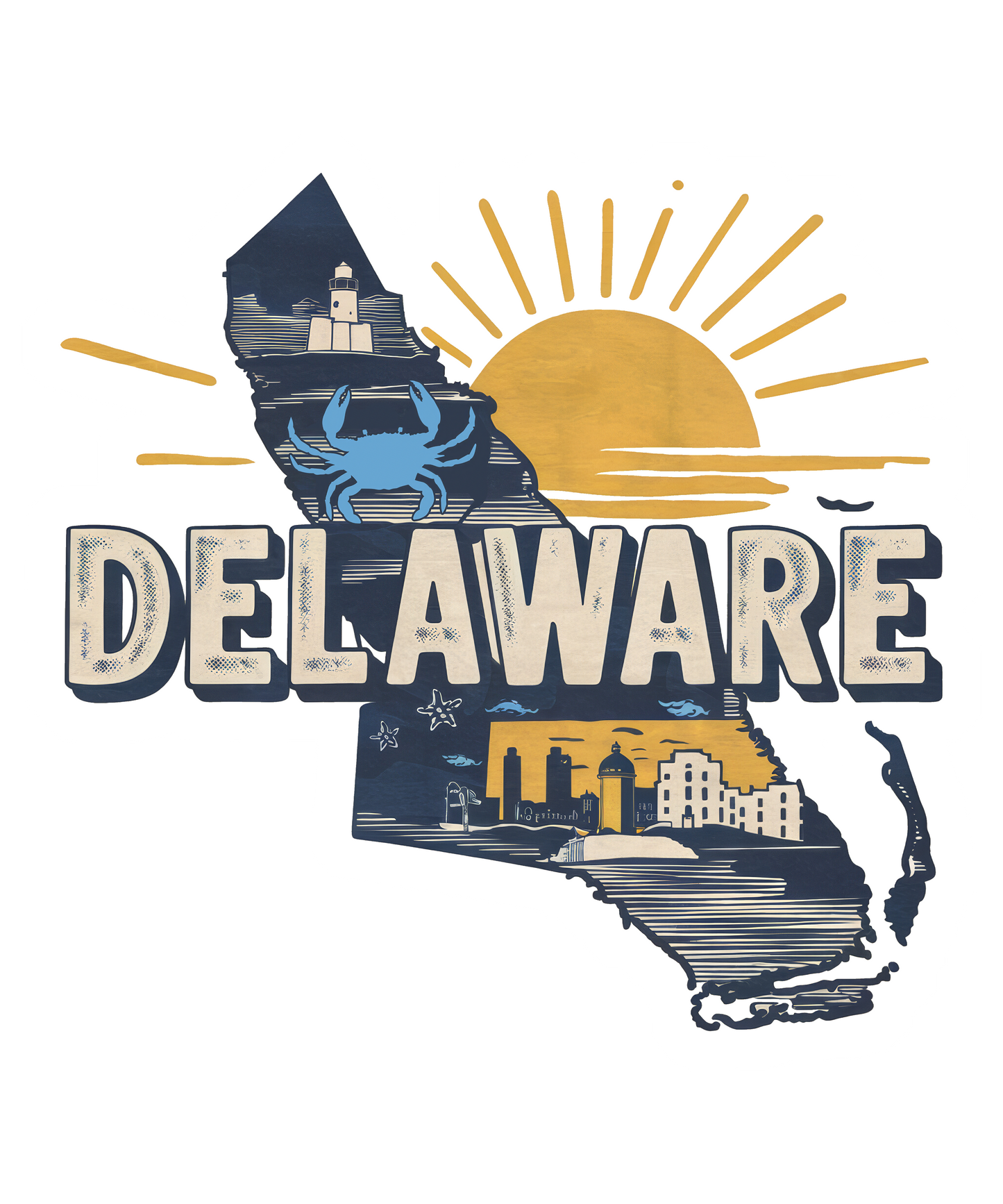 Retro Vinyl State Sticker - Delaware