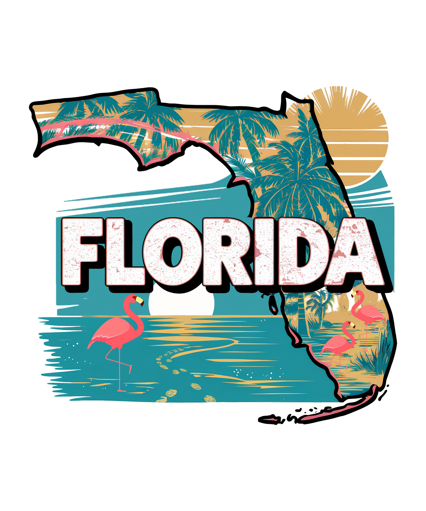 Retro Vinyl State Sticker - Florida