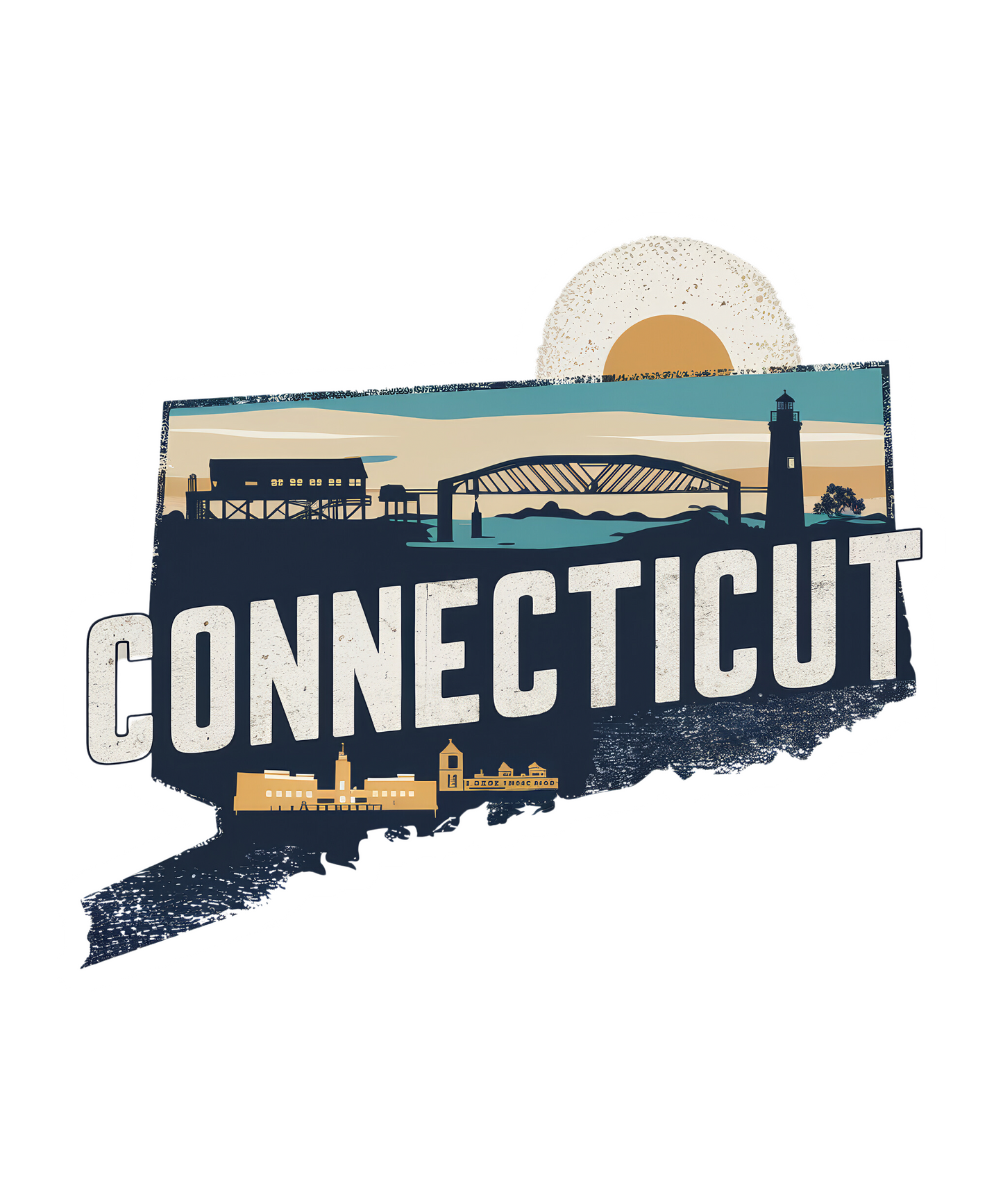 Retro Vinyl State Sticker - Connecticut