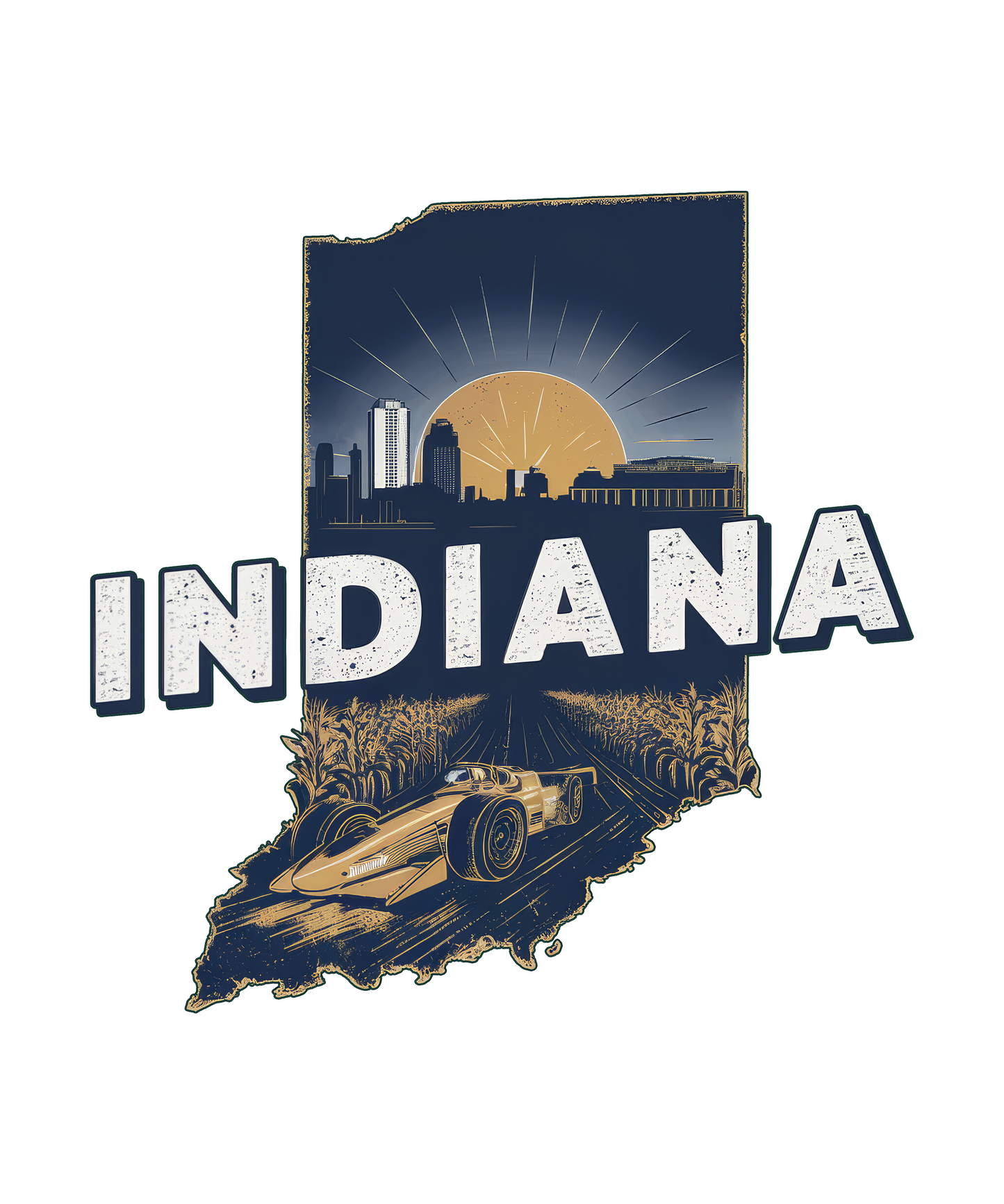 Retro Vinyl State Sticker - Indiana