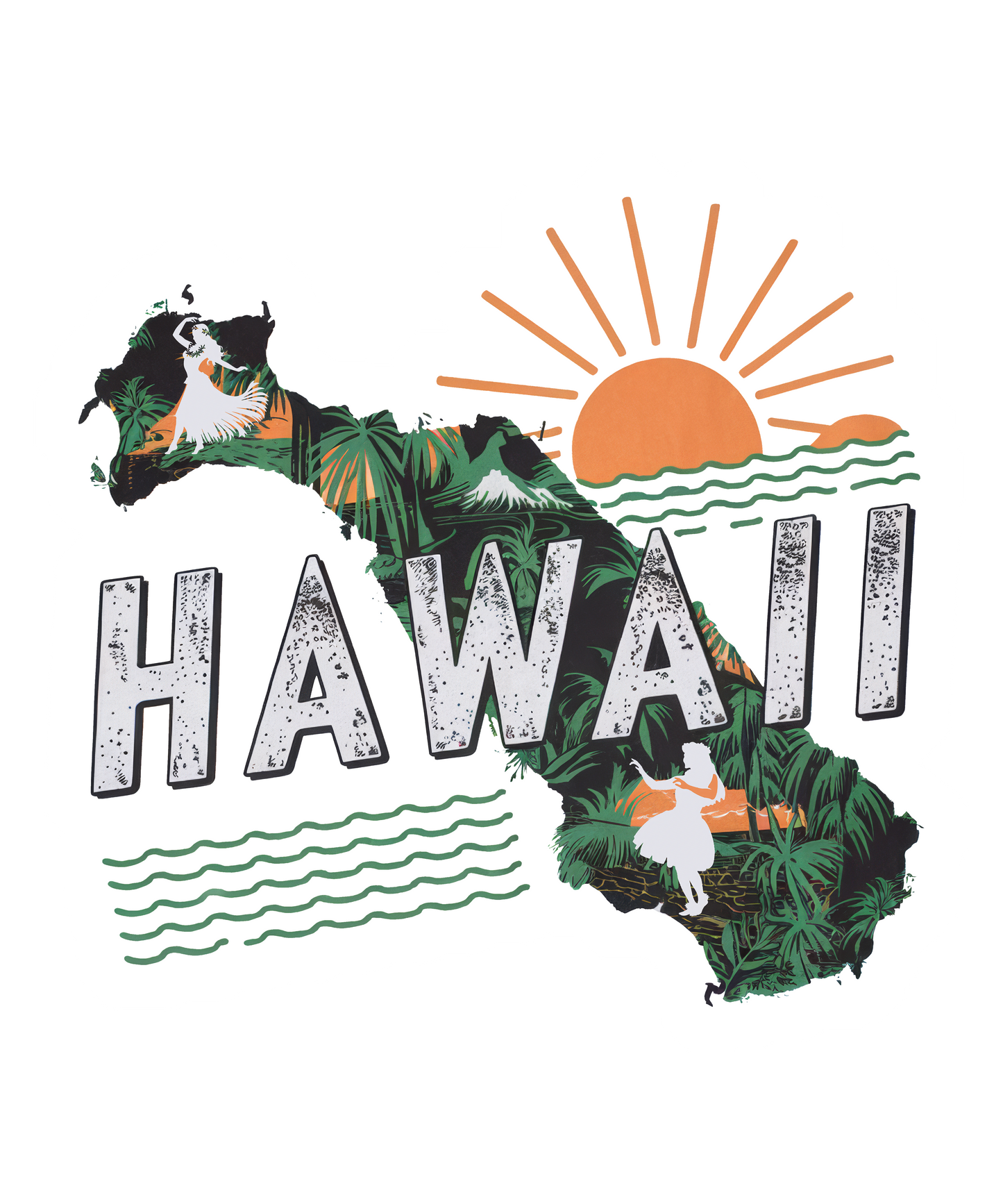 Retro Vinyl State Sticker - Hawaii