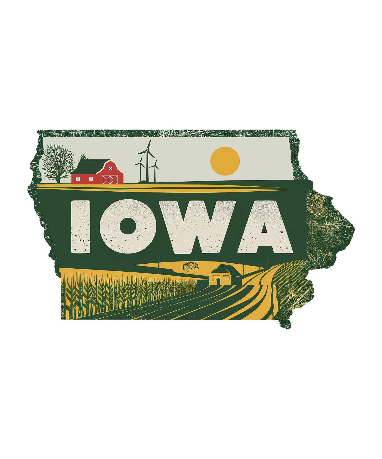 Retro Vinyl State Sticker - Iowa