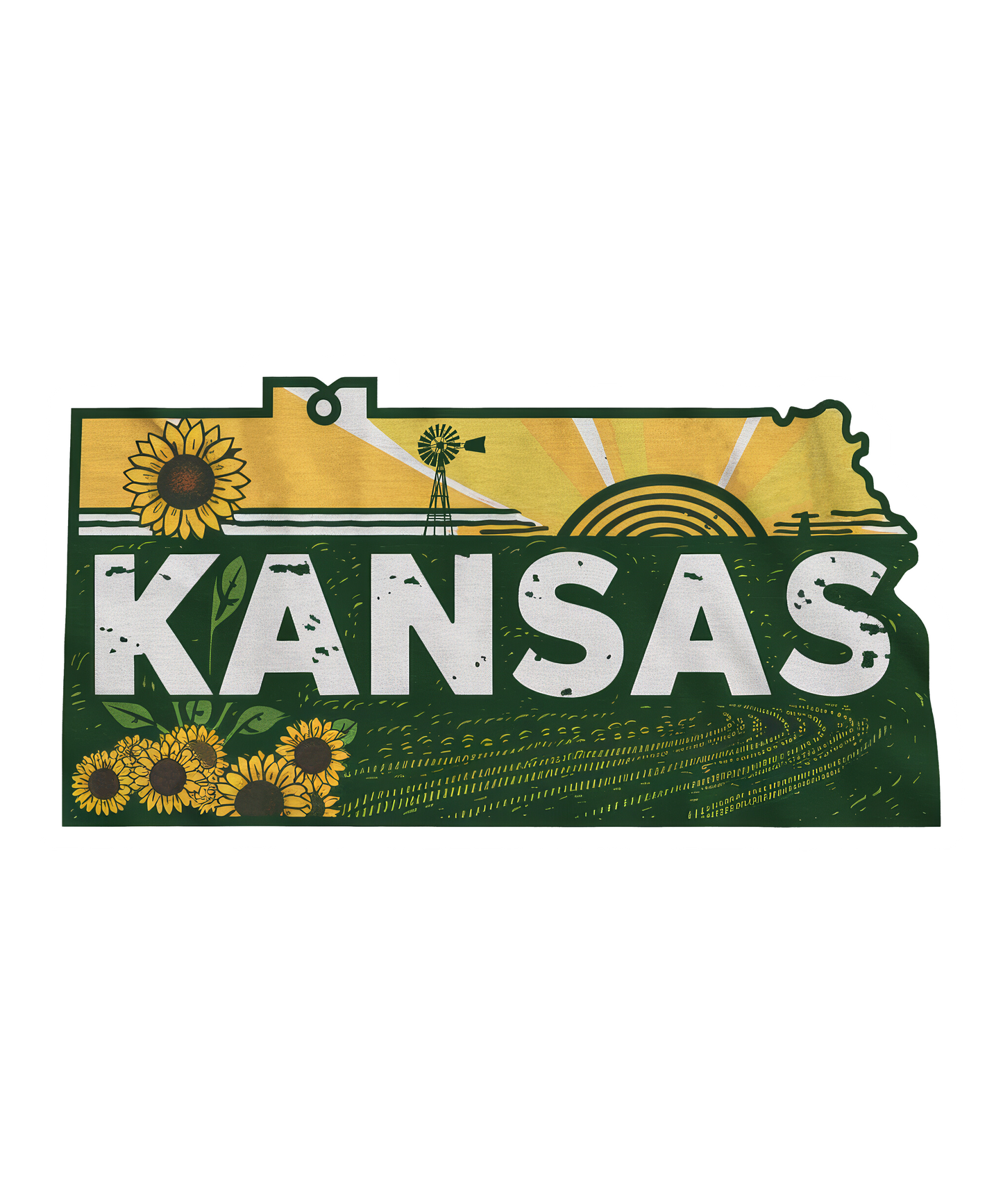 Retro Vinyl State Sticker - Kansas