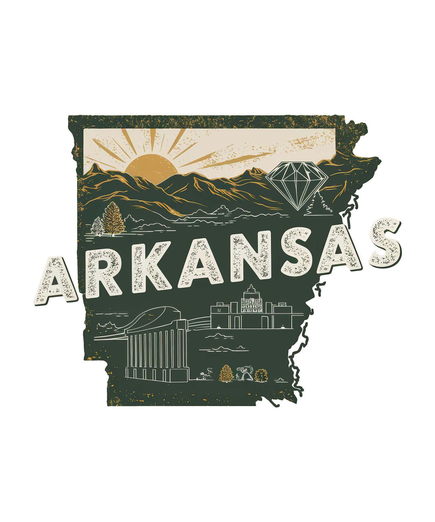 Retro Vinyl State Sticker - Arkansas